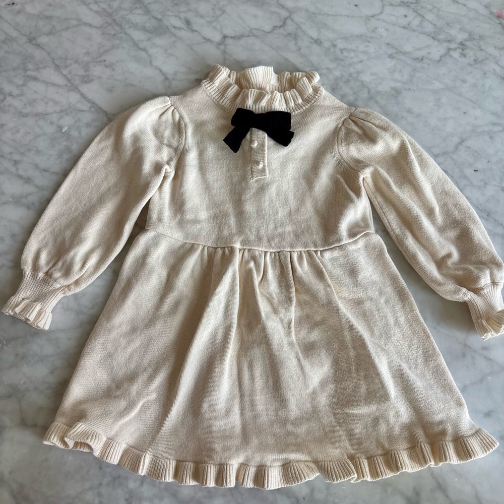 Janie and Jack Cream Dress with Black Accent